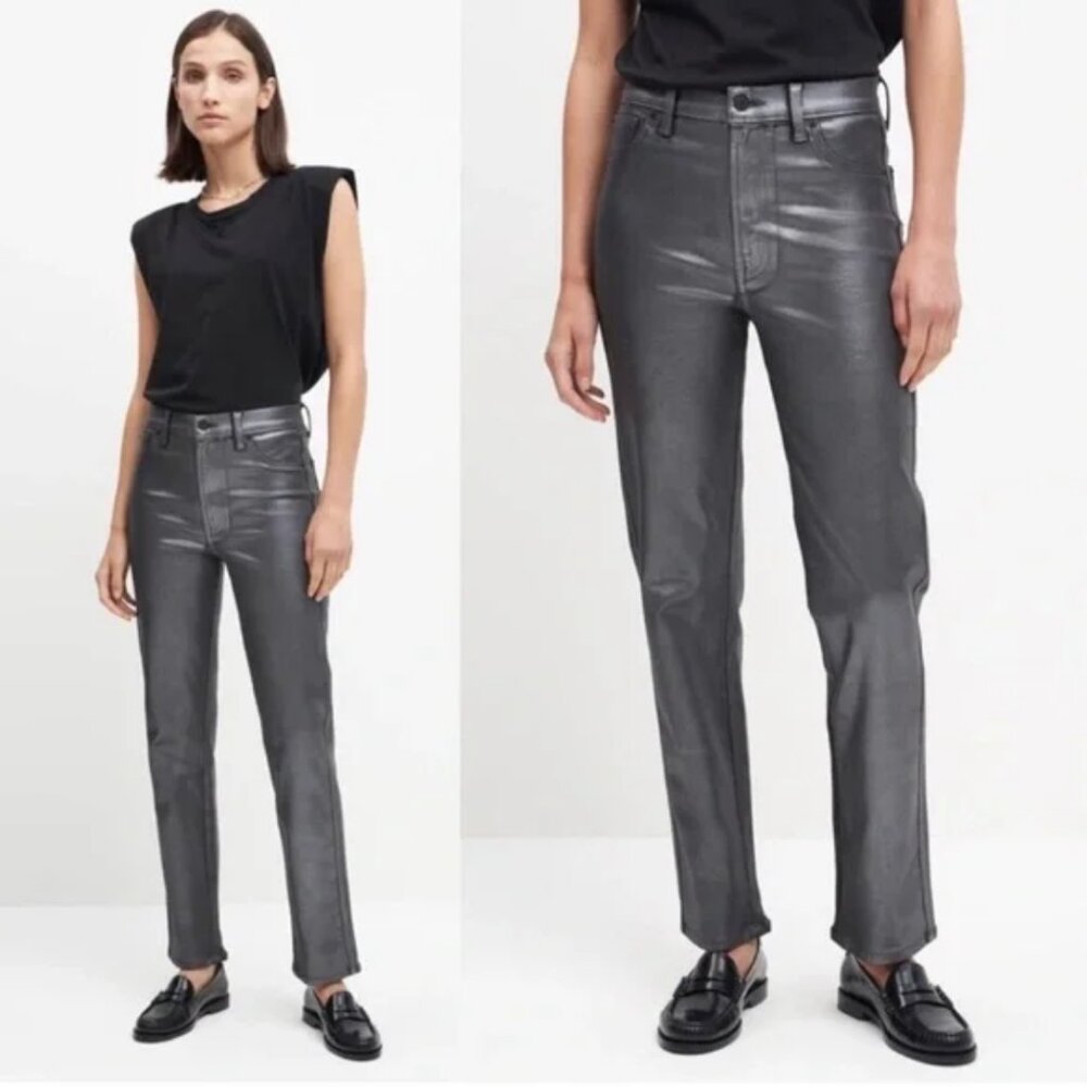 7 For All Mankind Metallic Straight Leg Jeans